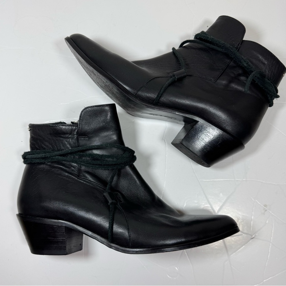 Cartel Leather Western Ankle Boots Women 8 Black Booties Mexico Boho‎ Chic Fall